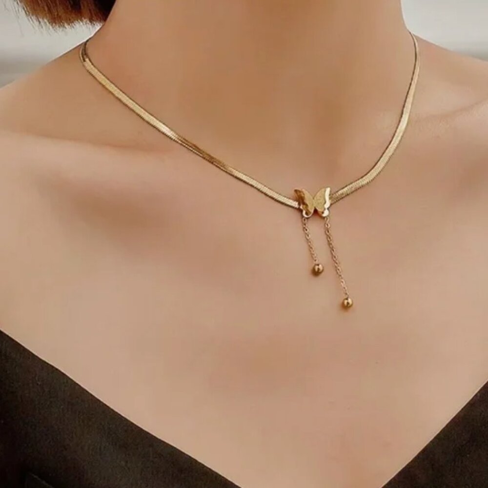Butterfly Chain Heart Necklace
